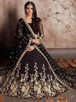 Thumbnail for Tulsi Art Black Embroidered Crepe Silk Lehenga Choli