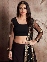 Thumbnail for Tulsi Art Black Embroidered Crepe Silk Lehenga Choli