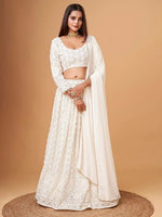 Thumbnail for Tulsi Art Fascinating White Thread Work Georgette Bridesmaid Lehenga Choli