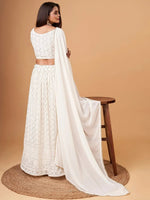 Thumbnail for Tulsi Art Fascinating White Thread Work Georgette Bridesmaid Lehenga Choli