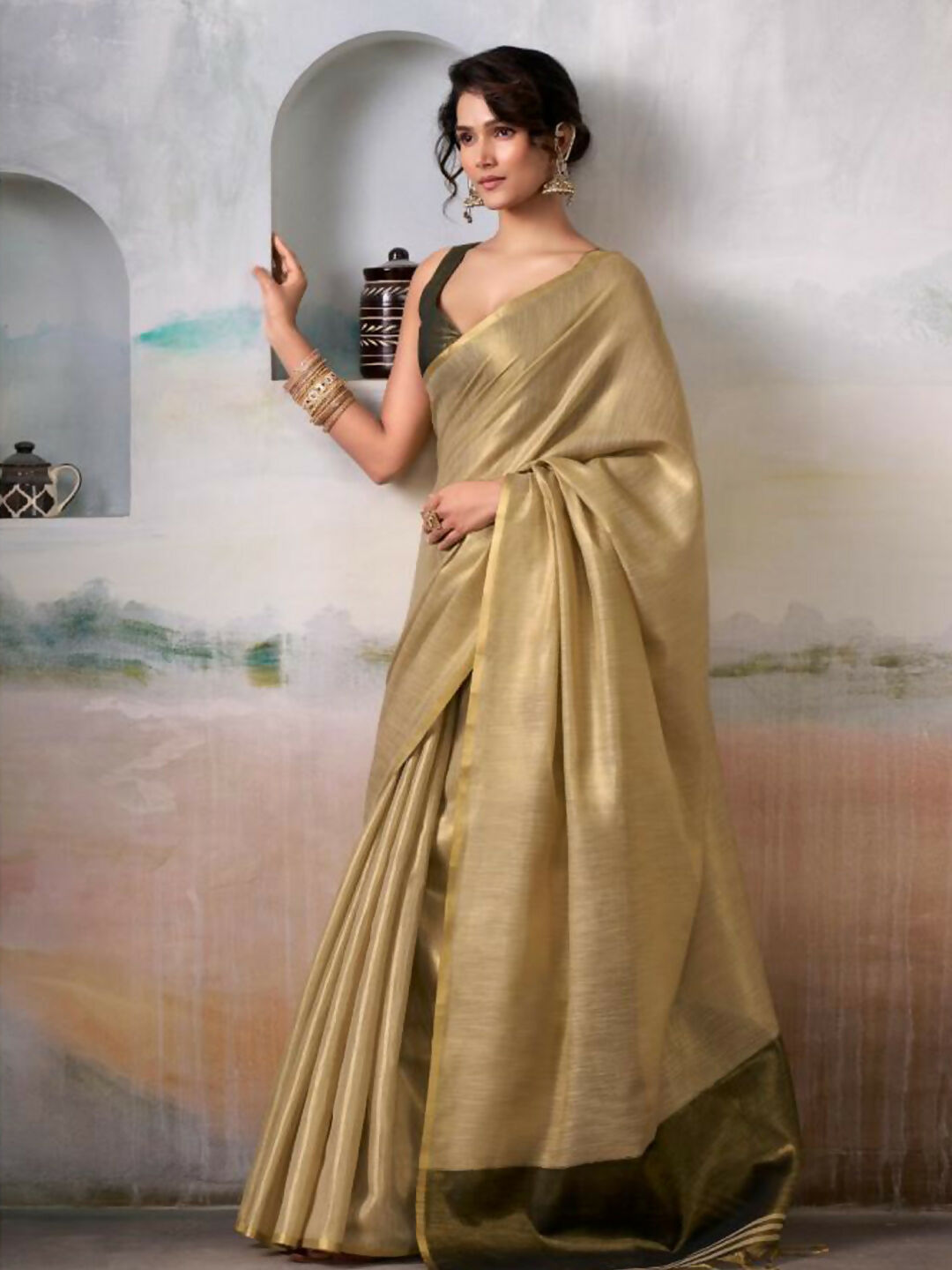 Astita Tissue Silk Golden Saree