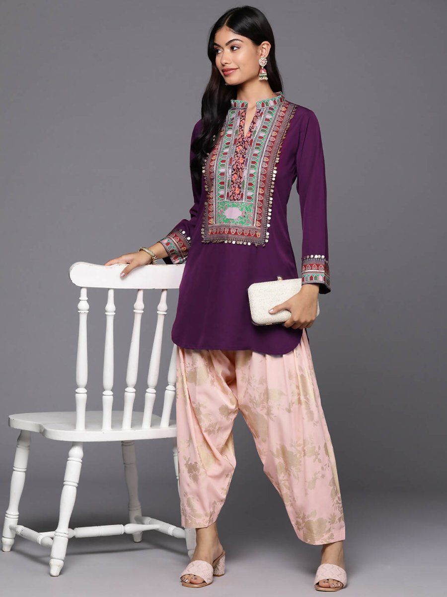 Ahalyaa Women's Traditional wear Kurta Set - Burgundy - Distacart