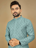 Thumbnail for Anaita Sky_Blue Embroidered Rayon Straight Kurta - Distacart