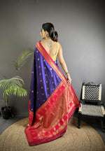Thumbnail for Joban Fashion Navy Blue Banarasi Soft Silk Woven Butti Saree - Distacart