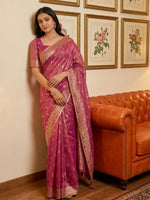 Thumbnail for Shree Shyam Fashion Wine Tissue Silk Saree - Distacart