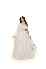 Thumbnail for Aastha Fashion Women's Off White Faux Georgette Multi Sequins Work Party Wear Lehenga Choli - Distacart