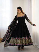 Thumbnail for Prazu Fashion Black Georgette Embroidered Sequence Anarkali Suit