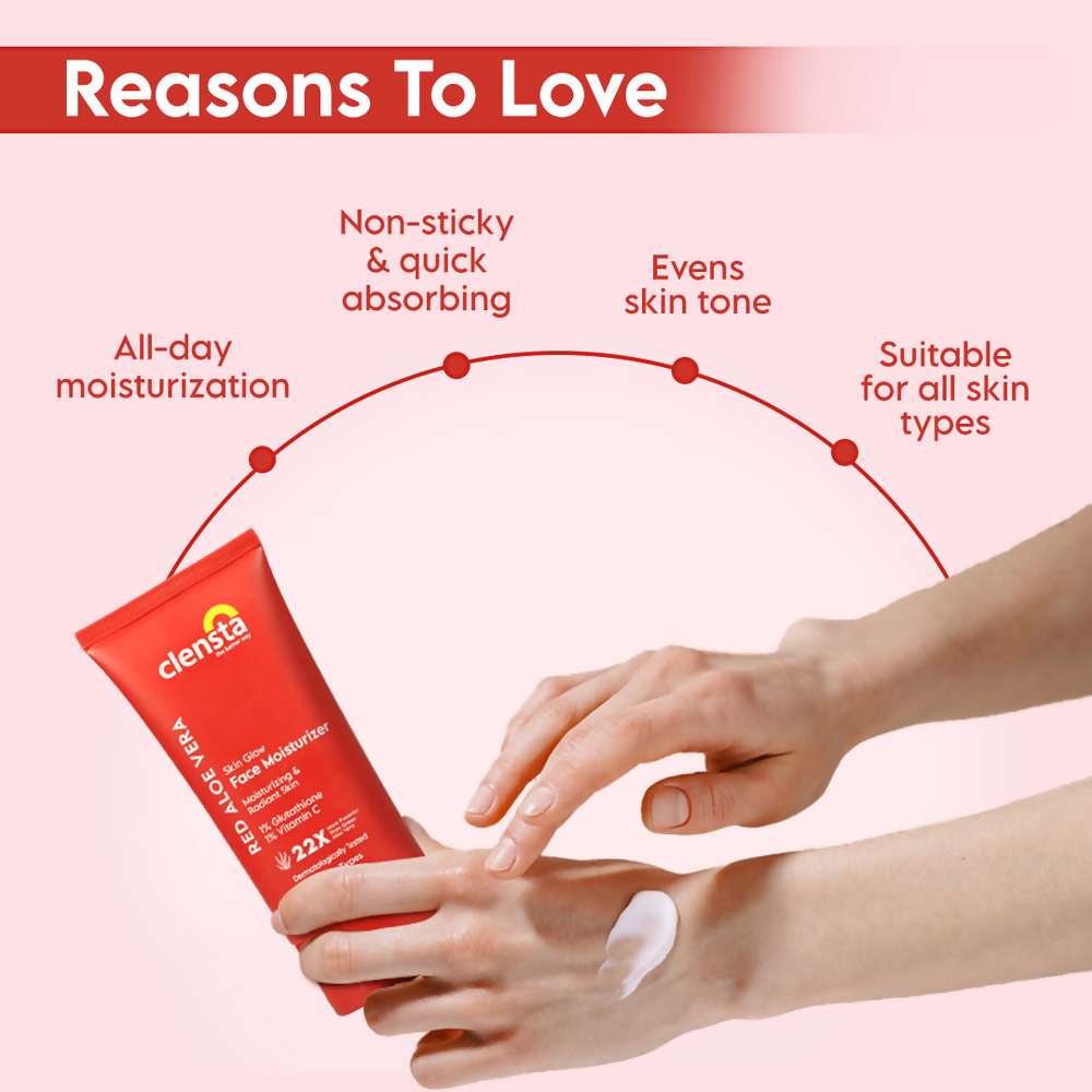Clensta Red Aloe Vera Skin Glow Face Moisturizer - Distacart