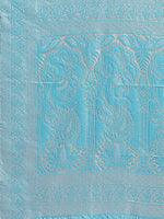 Thumbnail for Astita Banarasi Silk Cream & Sky Blue Saree