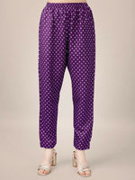 Thumbnail for Jyoti Fashion Women's Purple Rayon Print with Embroidery & Fancy Lace Work Kurta with Trouser & Dupatta - Distacart