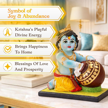 Bal Krishna Idol with Butter Pot - Blue - Dista