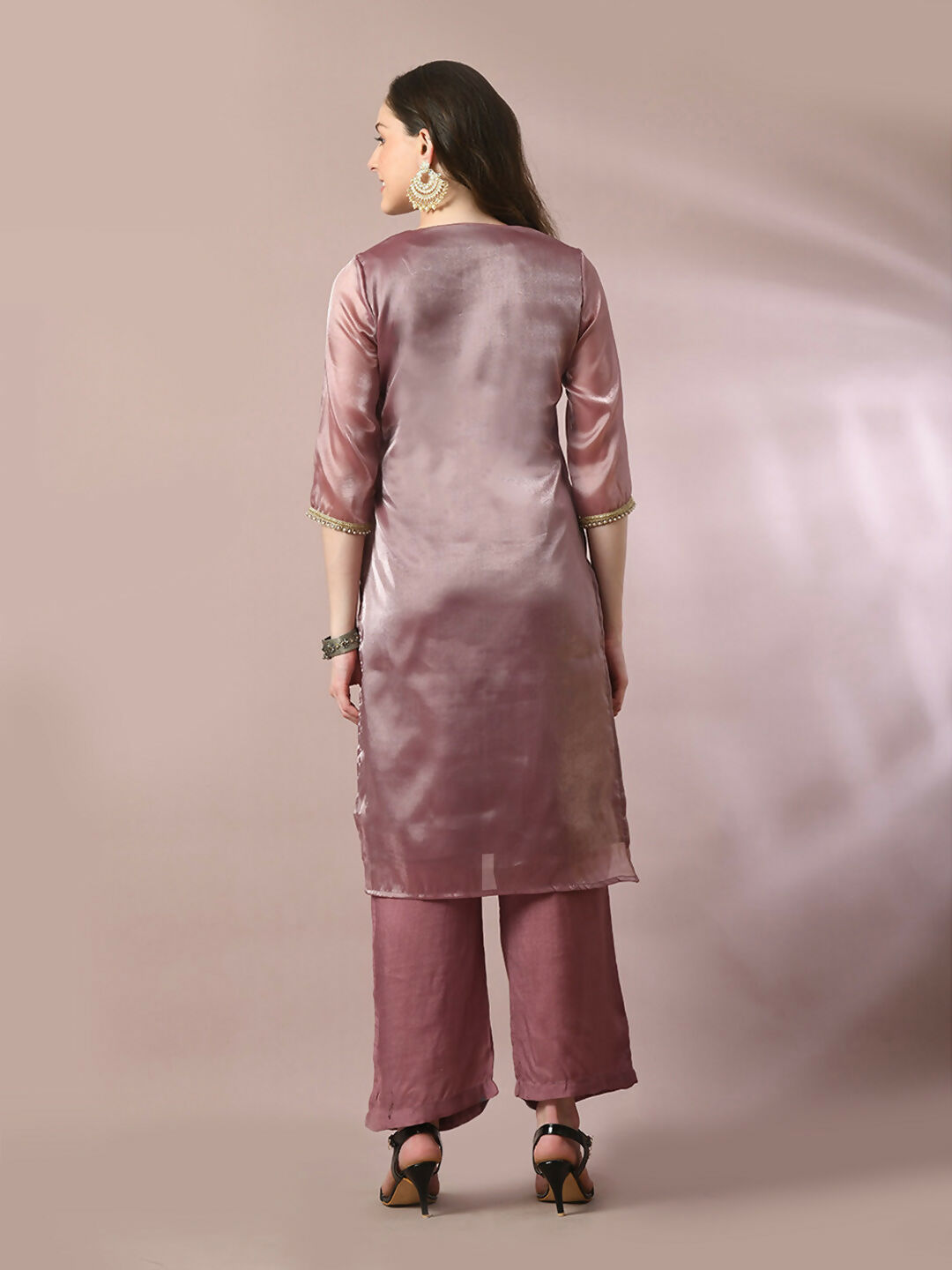 Myshka Women's Brown Solid Straight Party Kurta Set - Distacart
