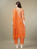 Thumbnail for Jyoti Fashion Women's Orange Rayon Embroidery & Sequence work Kurta with Trouser & Dupatta - Distacart