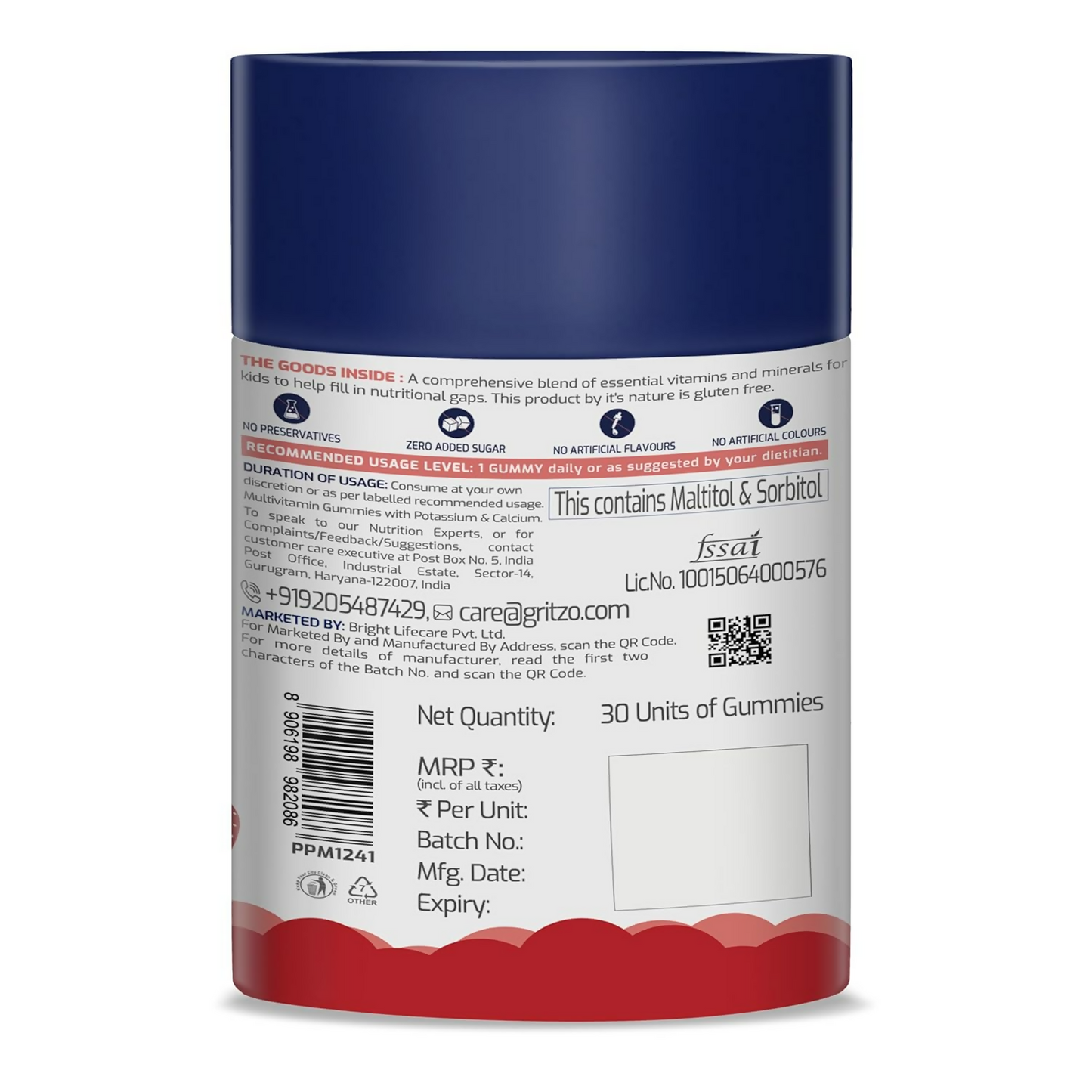 Gritzo Super Gummies Multivitamin (7+y Kids) (Strawberry Flavour) - Distacart