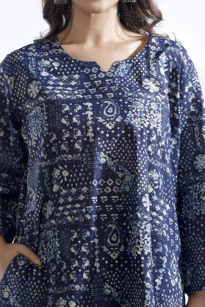 Breathables Abstract Cotton Co-Ord Set – Blue - Dista