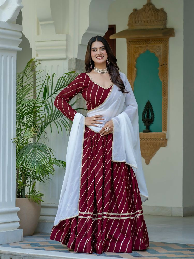 Lehenga Mart Maroon Designer Wedding Wear Lehenga Choli - Dista