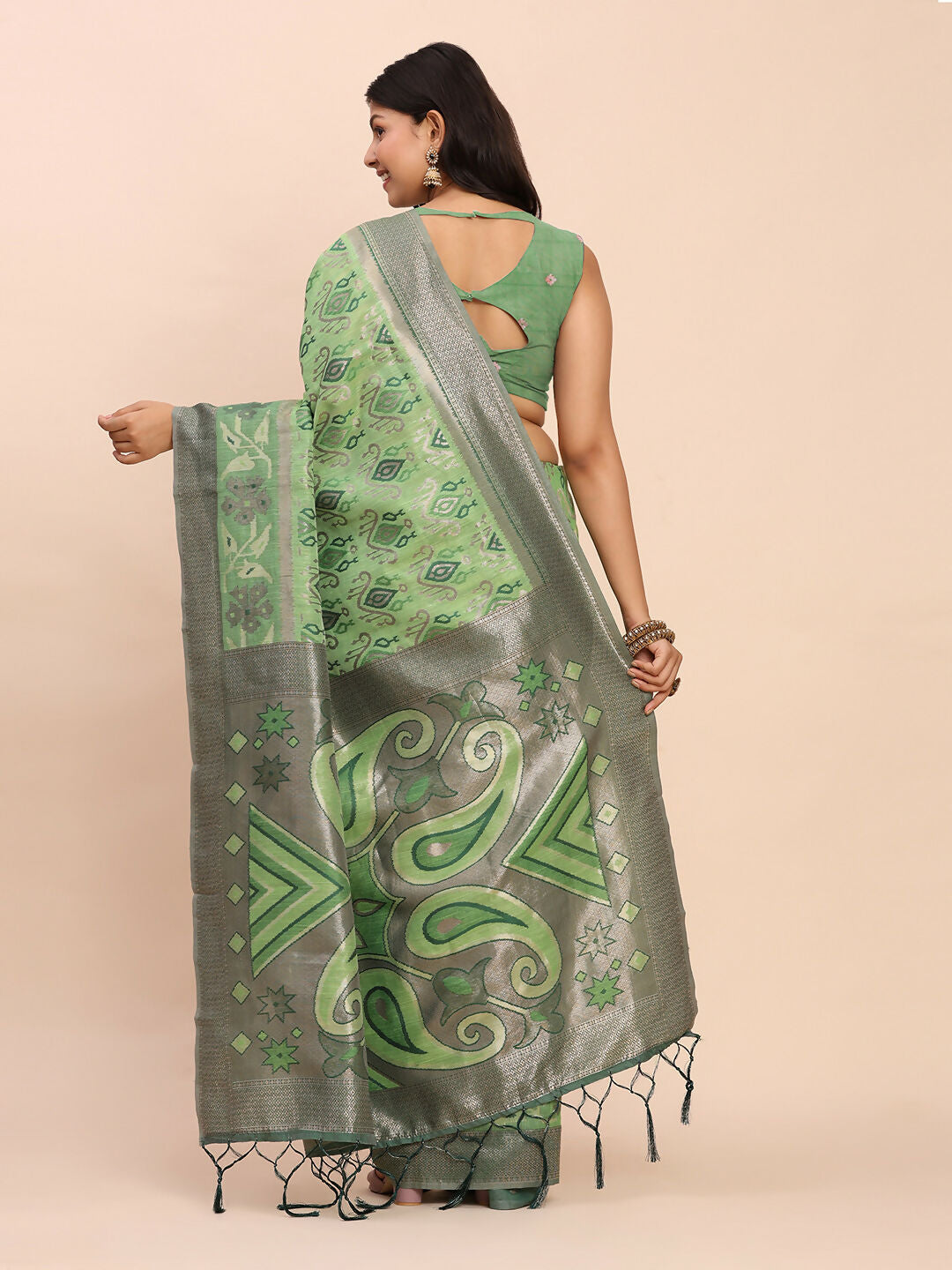 Astita Linen Cotton Green Saree