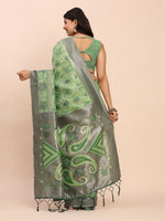 Thumbnail for Astita Linen Cotton Green Saree
