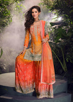 Thumbnail for Anaita Orange Chinon Stitched Suit with Embroidery & Sequence Work - Distacart
