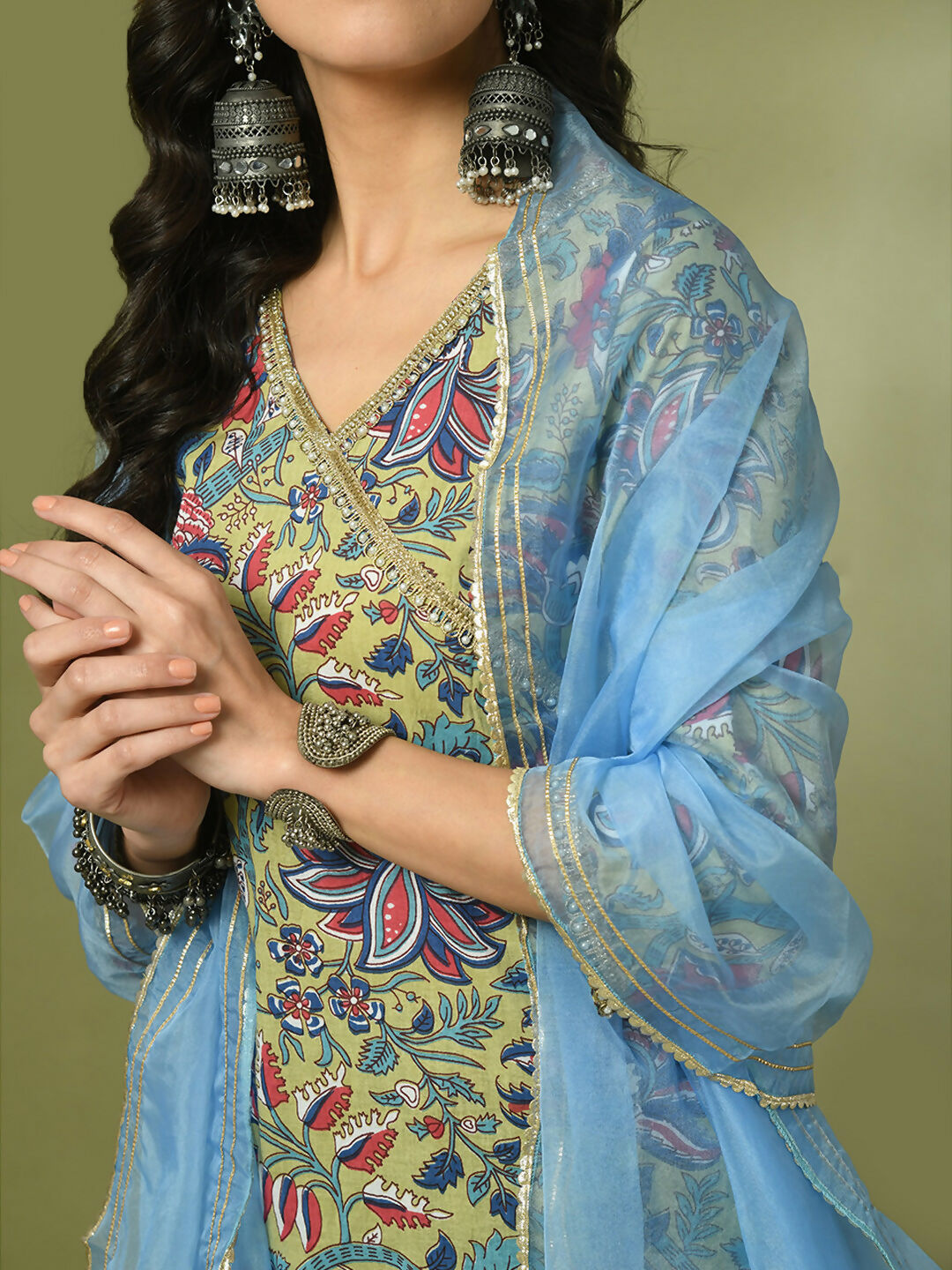 Myshka Women's Multi Printed Cotton Straight Party Kurta Set With Dupatta - Distacart