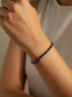 Thumbnail for NVR Women Silver Plated Black Beaded Adjustable Bracelet - Distacart
