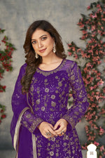 Thumbnail for Anaita Purple Embroidered Net Stitched Anarkali suit - Distacart