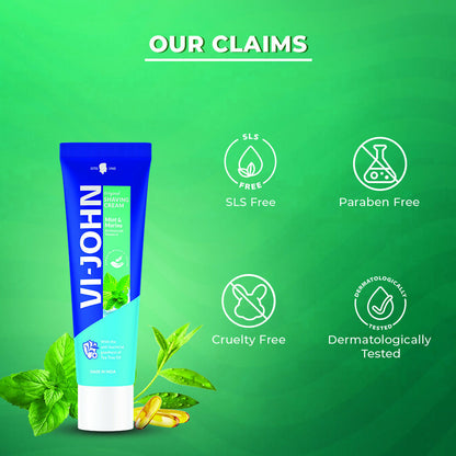 VI-JOHN Dermatologically Tested Vitamin-E enriched Anti Bacterial Mint & Marine Shaving Cream - Distacart