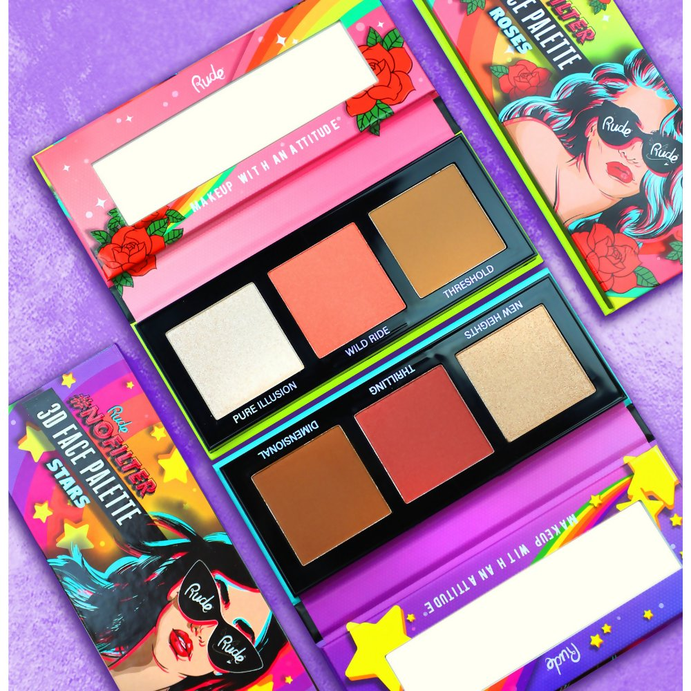 Rude Cosmetics Nofilter 3d Face Palette - Roses - Distacart