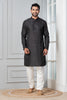 Zavaya Men Black Embroidery Silk Kurta - Dista