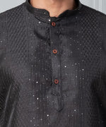 Thumbnail for Zavaya Men Black Embroidery Silk Kurta