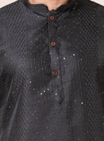 Thumbnail for Zavaya Men Black Embroidery Silk Kurta Patiala Set