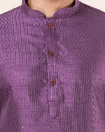 Thumbnail for Zavaya Men Purple Embroidery Silk Kurta