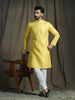 Zavaya Men Yellow Embroidery Silk Kurta - Dista