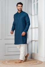 Thumbnail for Zavaya Men Blue Embroidery Silk Kurta Pyjama Set