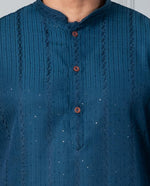 Thumbnail for Zavaya Men Blue Embroidery Silk Kurta Pyjama Set