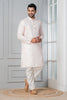 Zavaya Men Peach Embroidery Silk Kurta - Dista