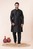 Zavaya Men Black Solid Banarasi Silk Kurta - Dista