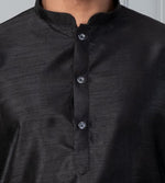 Thumbnail for Zavaya Men Black Solid Banarasi Silk Kurta Churidar Set