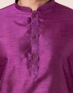 Thumbnail for Zavaya Men Purple Solid Banarasi Silk Kurta Churidar Set