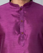 Thumbnail for Zavaya Men Purple Solid Banarasi Silk Kurta Churidar Set