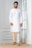 Zavaya Men White Solid Banarasi Silk Kurta Churidar Set - Dista