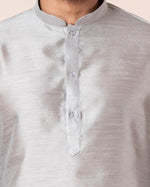 Thumbnail for Zavaya Men Grey Solid Banarasi Silk Kurta Churidar Set