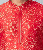 Thumbnail for Zavaya Men Red Printed Banarasi Silk Kurta