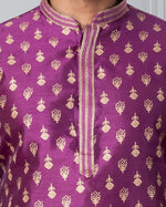 Thumbnail for Zavaya Men Purple Printed Banarasi Silk Kurta