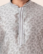 Thumbnail for Zavaya Men Grey Printed Banarasi Silk Kurta