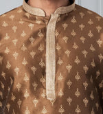 Thumbnail for Zavaya Men Brown Printed Banarasi Silk Kurta