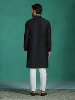 Thumbnail for Zavaya Black Plain Polyester Viscose Kurta Pyjama Set for Men