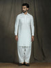 Zavaya White Plain Polyester Viscose Kurta Salwar Set for Men - Dista