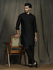 Zavaya Black Plain Polyester Viscose Kurta Salwar Set for Men - Dista