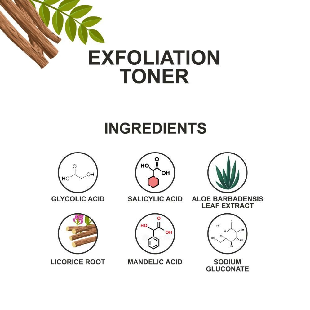 Love Earth Exfoliation Toner Infused With Glycolic Acid, Mandelic Acid, Lactic Acid, Hyaluronic Acid - Distacart